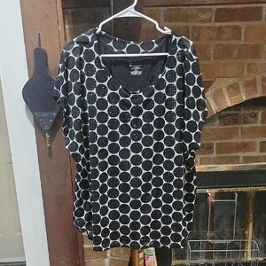 Lane Bryant Black and White Polka Dot Short Sleeve Top